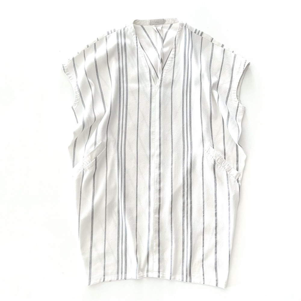 Hatch Caza Dress Plage Collection in Grey Stripe Cotton Maternity One Size